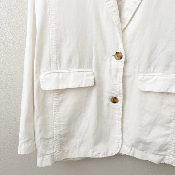 GAP | White Linen Cotton Oversized Blazer Long Coat Jacket Suit | Size Small - Picture 5 of 7